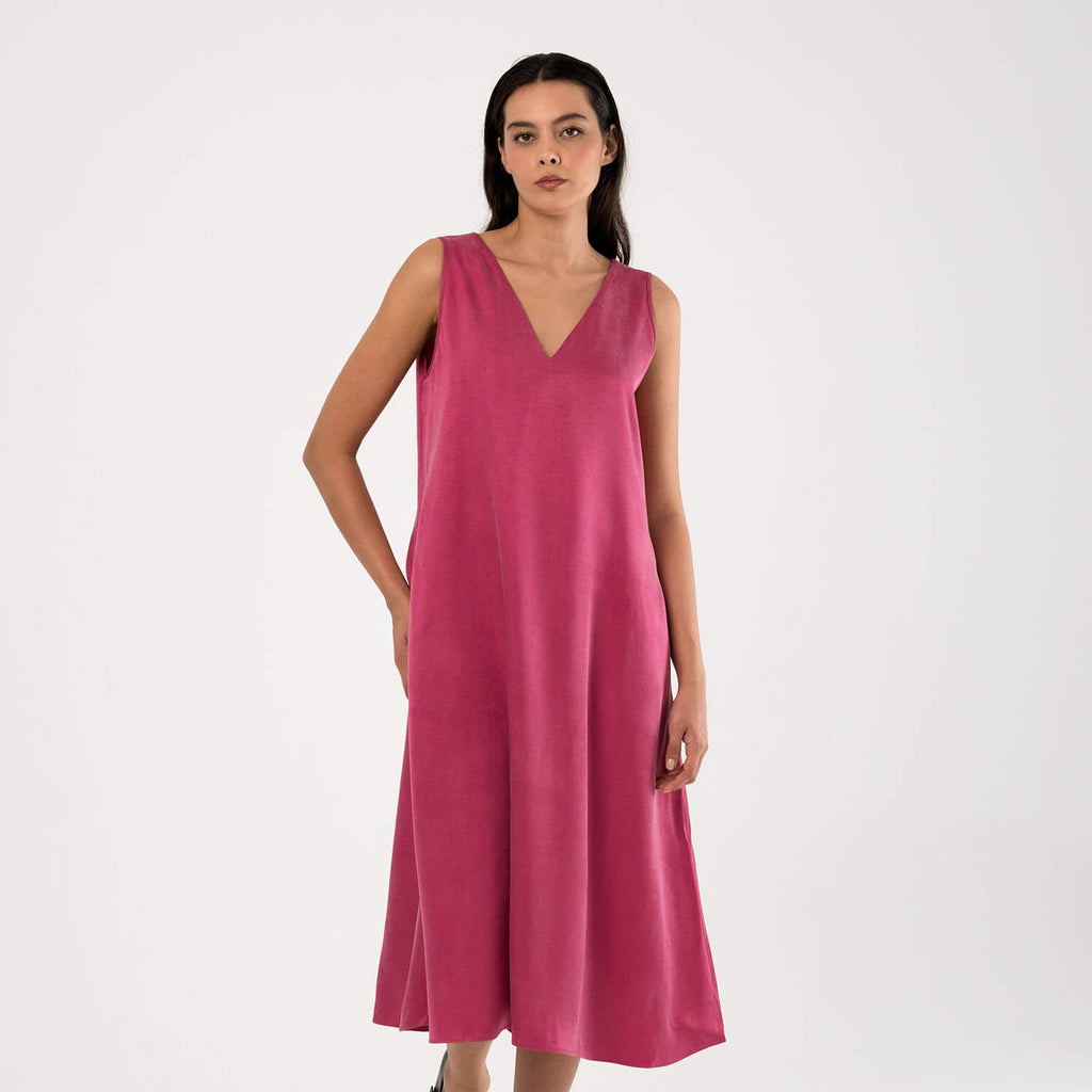 rosea-elbise-duz-pembe